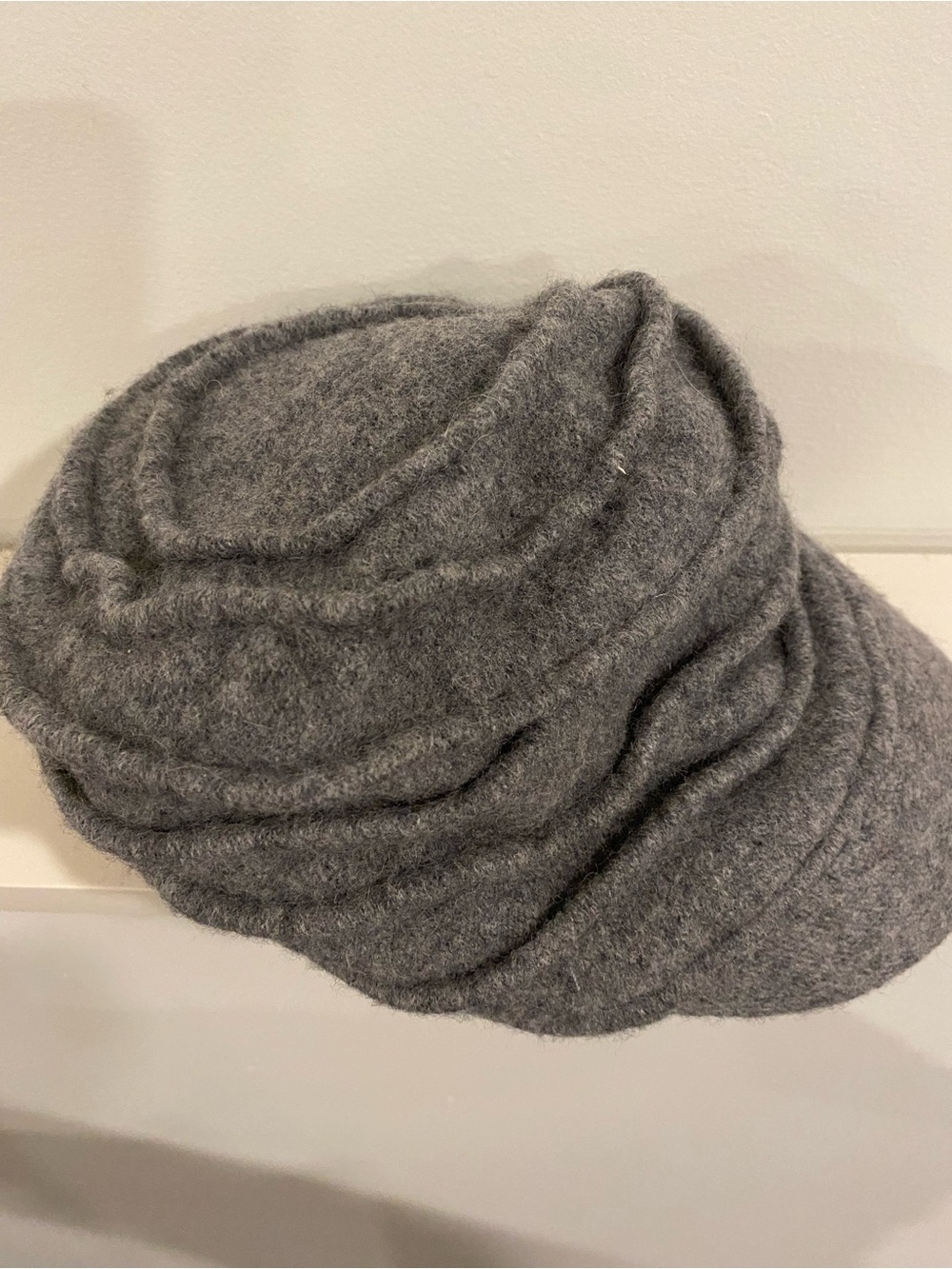 100% wool newsboy cap grey layered hat